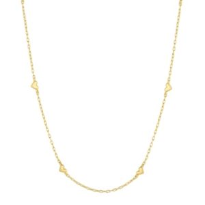 - Amour Necklace 15"-17" - 18k Gold Plated Brass - Elegant heart design - Adjustable length versatility - Dainty heart accents, perfect for layering