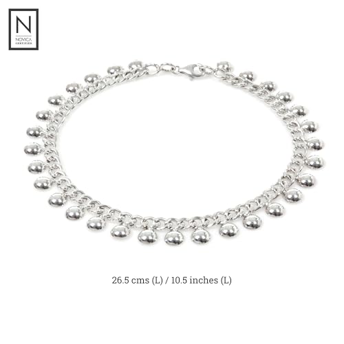 Artisan Handmade .925 Sterling Silver Anklet Chain Indonesia 'Palace Charms' - Image 6