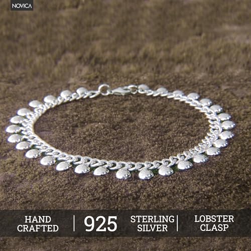 Artisan Handmade .925 Sterling Silver Anklet Chain Indonesia 'Palace Charms' - Image 5